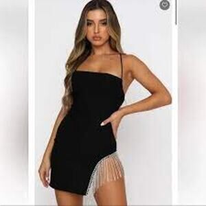 WHITE FOX Come Back Mini Dress w Rhinestones Size XS Black